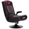 BraZen Serpent 2.1 Bluetooth Surround Sound Gaming Chair Foldable Pu Leather Seat with Pedestal Base - Pink