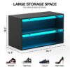 CHF DPT Sneaker Storage with LED Lights for Up To 6 Pairs of Shoes, Shoe Case Display with Glass Door, Clear Shoe Boxes Stackable and Wooden Show