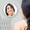 BELLE VOUS Chrome Wall Mounted Extendable 360° Swivel Mirror - 3X Magnification - 17.5 x 18.5cm/6.88 x 7.28 inches - Double Sided Rotating Stainl