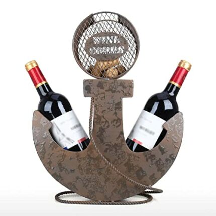 TFIIEXFL Anchor Wine Rack Two Bottles of Wine Holder Vintage Art Ornament Handicraft Hotel or Bar Decor Kitchen Desk Decor