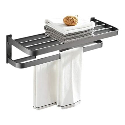 HIGOH Towel Rack High-Grade Gray Space Aluminum Alloy Towel Rack, Bath Towel Holder, Bathroom Light Bathroom Hardware