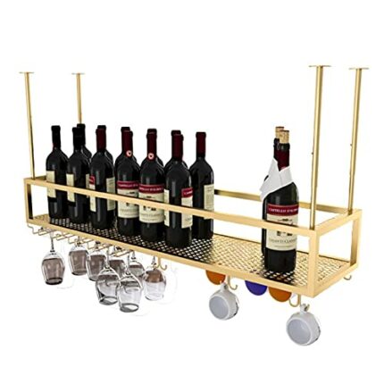 KEppd Wine Rack Wall Mounted - Wine Rack Ceiling Wine Racks, Bar Front Restaurant Hanging Wine Glass Rack Wine Rack,for Bar Coffee Shop Kitchen E