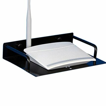 Fiacvrs Router Shelf/Tv Set-Top Wall Mount Shelf，Dvd Player Stand Rack Aluminum Partition Storage Box Stand，Non-Drilling Installation，Space Savin