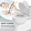 White Toilet Seat, White Durable Soft Close Toilet Seat Antibacterial Adjustable Hinges Wooden Material Toilet Seat Quick Release Removable Lid f