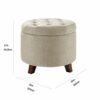 Amazon Basics Upholstered Tufted Storage Round Ottoman Footstool, Burlap Beige, 51 cm x 51 cm x 43 cm
