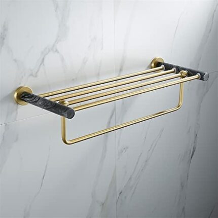 HIGOH Towel Racks,Bathroom Towel Rack Wall Mounted Towel Holder,Light Style Natural Marble Towel Rack,Bathroom Rack,Bathroom Hardware