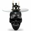 Thyle Gothic Black Skull Glass Topped Table Gothic Coffee Table Round Glass Top Spooky End Tables Gothic Pedestal Table for Furniture Living Room