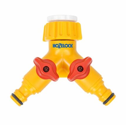 HOZELOCK - Multi-Tap Connector 2-Way : Create 2 Circuits on a Single Tap, Independent Flow Valve per Outlet, can be used as a Y Connector [2256 0