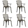 vidaXL Biatro Set 5 Piece Outdoor Furniture Set Balcony Bistro Table and Chairs Patio Garden Balcony Table Chairs Furniture Cast Aluminium Bronze