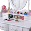 Centro Dressing table With Oval Mirror & 4 Drawer Stool Set Makeup Vanity Table, Cosmetic Bedroom Dresser Make Up Desk For Bedroom Furniture