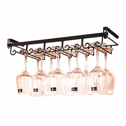 EYLINK Wine Racks,Under Cabinet Wine Rack Holder Metal,Cupboard Hanging Wine Glass Holder Shelf Storage Rack for 10 Goblets Vintage