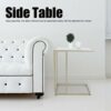 C Shaped Side Table, Sofa End Table with Gold Metal Frame Coffee Snack Table Laptop Holder Table Bedside Table Modern Open Type Under Bed Table C