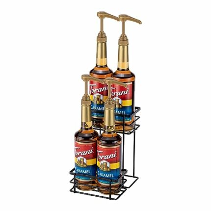 Coffee Syrup Organizer Rack, (4 Bottle Capacity),2 Tier Coffee Syrup holder for Coffee Bar Accessories,Kitchen,Storage for Syrup, Wine, Dressing（