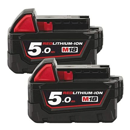 Milwaukee M18B5 M18 Genuine 18V 5.0Ah Red Li-ion Battery 4932430483 Twin Pack