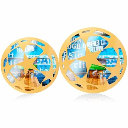 ZQXXT Soccer Ball Mirror Sets, 20 Inch & 16 Inch Round Mirrors, Wall Mirror, Circle Mirror for Home, Bar, Gold
