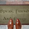 70cm x 40cm Washable Door Mat SPEAK FRIEND & ENTER JRR Tolkien - Hobbit - Lord of The Rings - Elvish by ARTISAN KISS (Light Grey Speak)