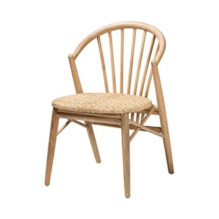 Baxton Studio Dining Chair, Rattan, Natural Brown