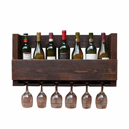 CRODY Wine Racks,Wine Holder Wall Mounted Pine Wine Rack,European Retro Wine Glass Hanging Rack & Holder Shelf for Kitchen/Bar/Restaurant