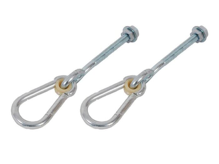 ChildWood Play Swing Hooks Heavy Duty M10 Swing Hanger Bolts with Carabiner Clips to Hang Swing Accessories or Swing Seats from a Climbing Frame