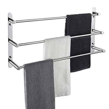 KOKOSIRI Bath Towel Bars Bathroom 3-Tiers Ladder Towel Rails Wall Mounted Towels Shelves Rack Stainless Steel, Polished Chrome, B5002CH