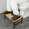 Bamboo Toilet Stool Iron 7''&9'' Adjustable Heights Foldable Iron Toilet Assistance Poop Steps with Non-Slip Layer for Adults Children Pregnant W
