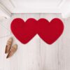 AnyDesign Valentine's Day Doormat Double Heart Design Decorative Entrance Mat Red Chenille Welcome Mat Non Slip Washable Floor Mats for Indoor Ou