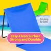 VFM - Blue Folding Sun Lounger Brightly Coloured Waterproof Portable Lightweight Summer Holiday Beach Back Support Fold Up Mat With Built In Shou
