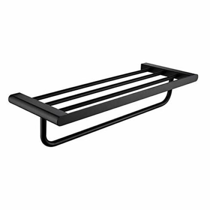 N/A Matte Black Stainless Steel Towel Bathrobe Clothes Holder Rack Double Layer Kitchen Bathroom WC Accessories