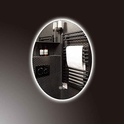 Oval mirrors for bathroom led,with lights,Anti-Fog wall mounted,Tricolor Lights, Color Temperature Adjustable,Energy -saving. (Color : Warm, Size