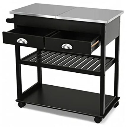 UXZDX Rolling Kitchen Island Trolley Cart With Drawers Kitchen Storage Racks Parlor Bathroom Office Shelf Gadget (Color : Svart, Size : 34.5x16x3