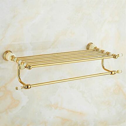 HIGOH Towel Rack Copper Bath Hardware Solid Brass & Jade Accessories Towel Rack/Bar, Towel Holder Bathroom Hardware