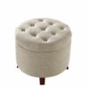 Amazon Basics Upholstered Tufted Storage Round Ottoman Footstool, Burlap Beige, 51 cm x 51 cm x 43 cm