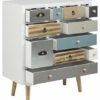 AC Design Furniture 63374 suwen Multi Drawer Chest, Pine Legs, Clear Coat, Set of 11, White