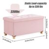 BRIAN & DANY Ottoman Storage Box with 4 Wood Legs, Velvet Foot Stool, Footstools for Living Room, Pink, 76 x 38 x 38 cm
