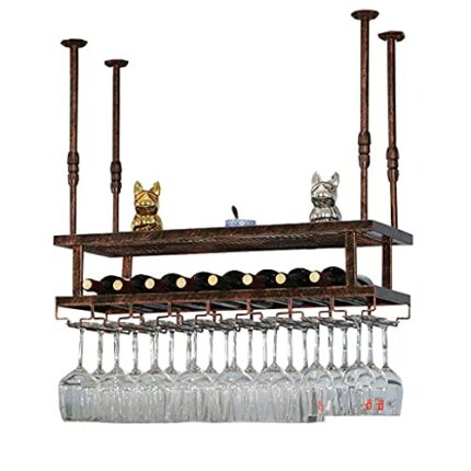 OUSIKA Wine Racks,Ceiling-Type Wine Holder/Adjustable Wall Mounted Wine Bottle Holder Hanging Wine Glass Racks/Goblet Stemware Racks/Vintage