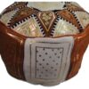 Terrapin Trading Fair Trade Handmade Moroccan Leather Star Pouffe - Brown