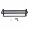 Towel Rail Wall Mounted Black 2 Tier Towel Holders for Bathrooms, 60 cm Towel Rack With 2 Hooks Aluminum Tea Towel Holders, Dual Rod Towel Shelve