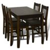 WALNUT Wooden kitchen Bar Tables and Chairs Set Dining Room Table Set for 4 Brown