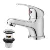 Basin Mixer Tap with Pop Up Waste, BATHWEST Classic Brass Chrome Monobloc Bathroom Sink Taps with Sink Plug, Single Lever Morden Basin Taps with