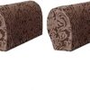 Sxspace 1 pair Stretch Armrest Covers Soft Sofa Armrest Covers Jacquard Spandex Arm Covers, Furniture Protector Covers Washable (Apricot)