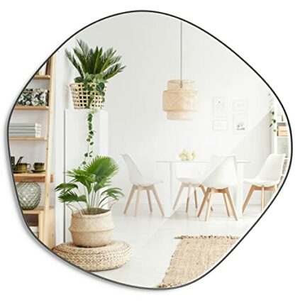 Barnyard Designs 26" Irregular Wall Mirror - Asymmetrical Round Mirror with Unique Abstract Shape - Mount from Multiple Directions - Perfect for