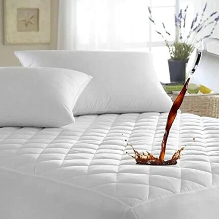 Double Bed Quilted Waterproof Mattress Protector Hypoallergenic Noiseless Fitted Sheet Cover 40cm Extra Deep Pad 100% Water Resistant Protectors