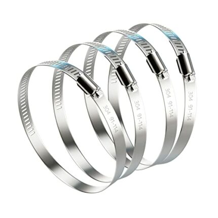NEBURORA 91-114mm Hose Clip Adjustable 304 Stainless Steel Duct Clamps 4 Pack Worm Gear Clips Clamps 4 inch Diameter Fuel Line Hose Pipe Clamps f