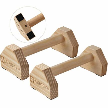 airogym Push-up Stand, 2 PCS Wood Pushup Bars Non-Slip Base Exercise Home Workout Equipment, 30CM Wooden Parallettes Handle Stands Grip for Men S