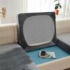 Sofa Seat Cushion Covers Velvet, Sofa Cushion Slipcovers Replacement, Couch Cushion Covers Thick Stretch for Individual Cushions (Gray,Large 1-se