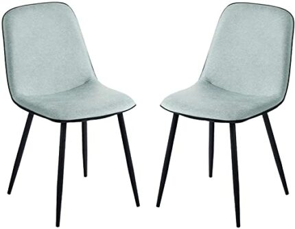 Dining Chairs Set Of 2 Kitchen Chairs with Black Metal Legs and Backrest Soft Faux Leather Seat for Lounge Office Dining Kitchen (Color : Light G