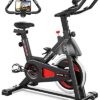 Exercise Bike, Sovnia Indoor Cycling Bike Stationary Bikes with iPad Holder, LCD Monitor and Comfortable Seat Cushion-150kgs Weight Support