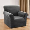 Thick Velvet Sofa Covers 1 2 3 4 Seater Super Stretch Plush Sofa Slipcovers with Non Slip Straps Couch Cover for Dogs Cat Pet Friendly Elastic Fu