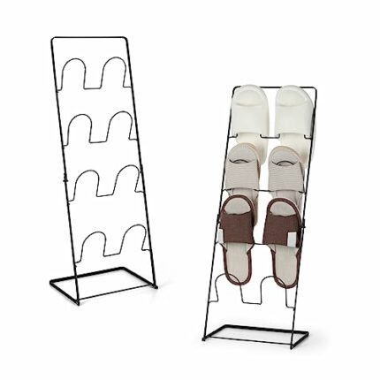 ETELI 2 Packs Small Shoe Rack for Entryway Black Metal Kids Shoe Rack Shelf 8 Pairs Sandals Slippers Shoe Stand Set of 2 Shoe Rack Storage Organi
