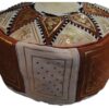 Terrapin Trading Fair Trade Handmade Moroccan Leather Star Pouffe - Brown